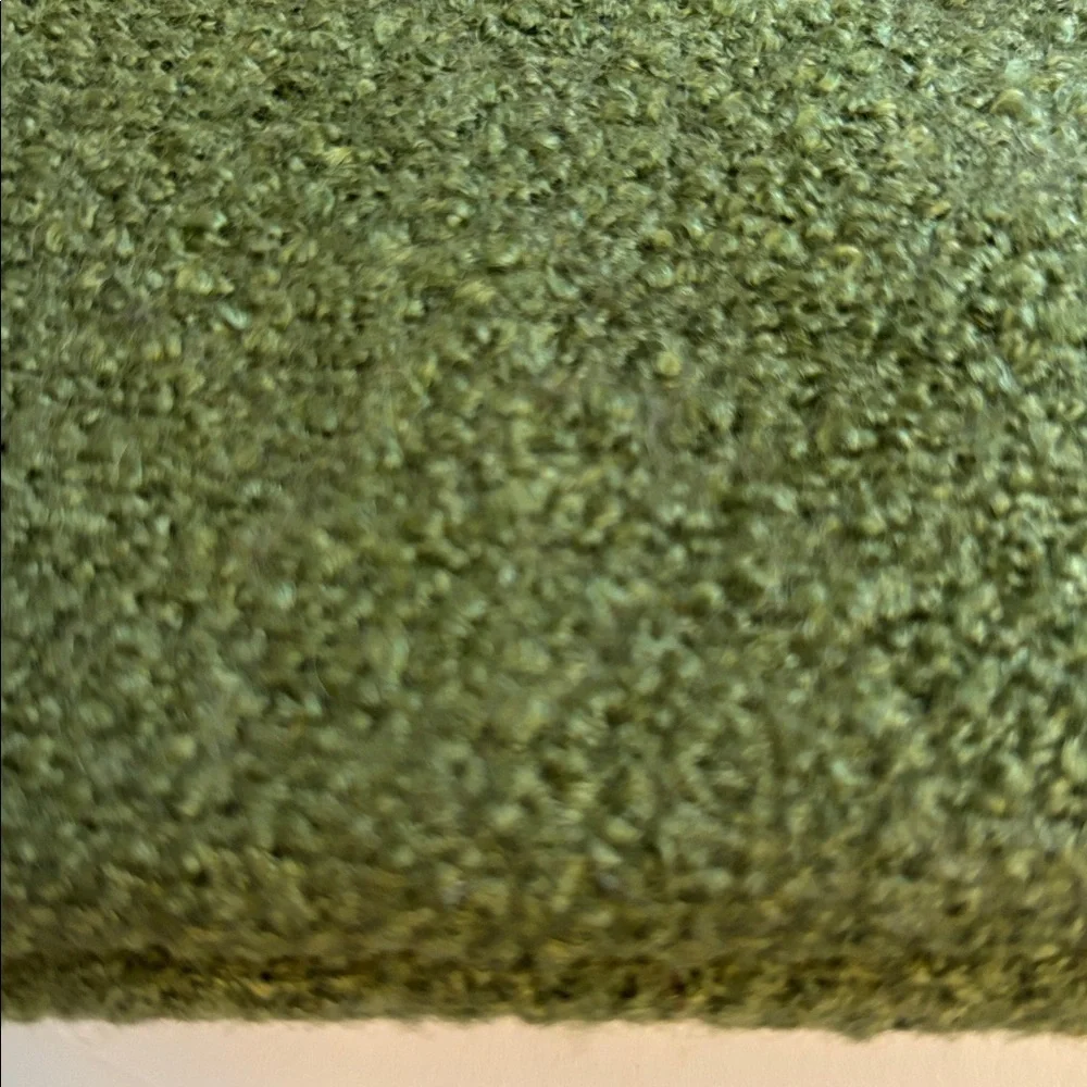 GOLDIE BRAND OLIVE/MOSS GREEN WOOL BAG PINK RIBBON THROUGHOUT BRASS HANDLE